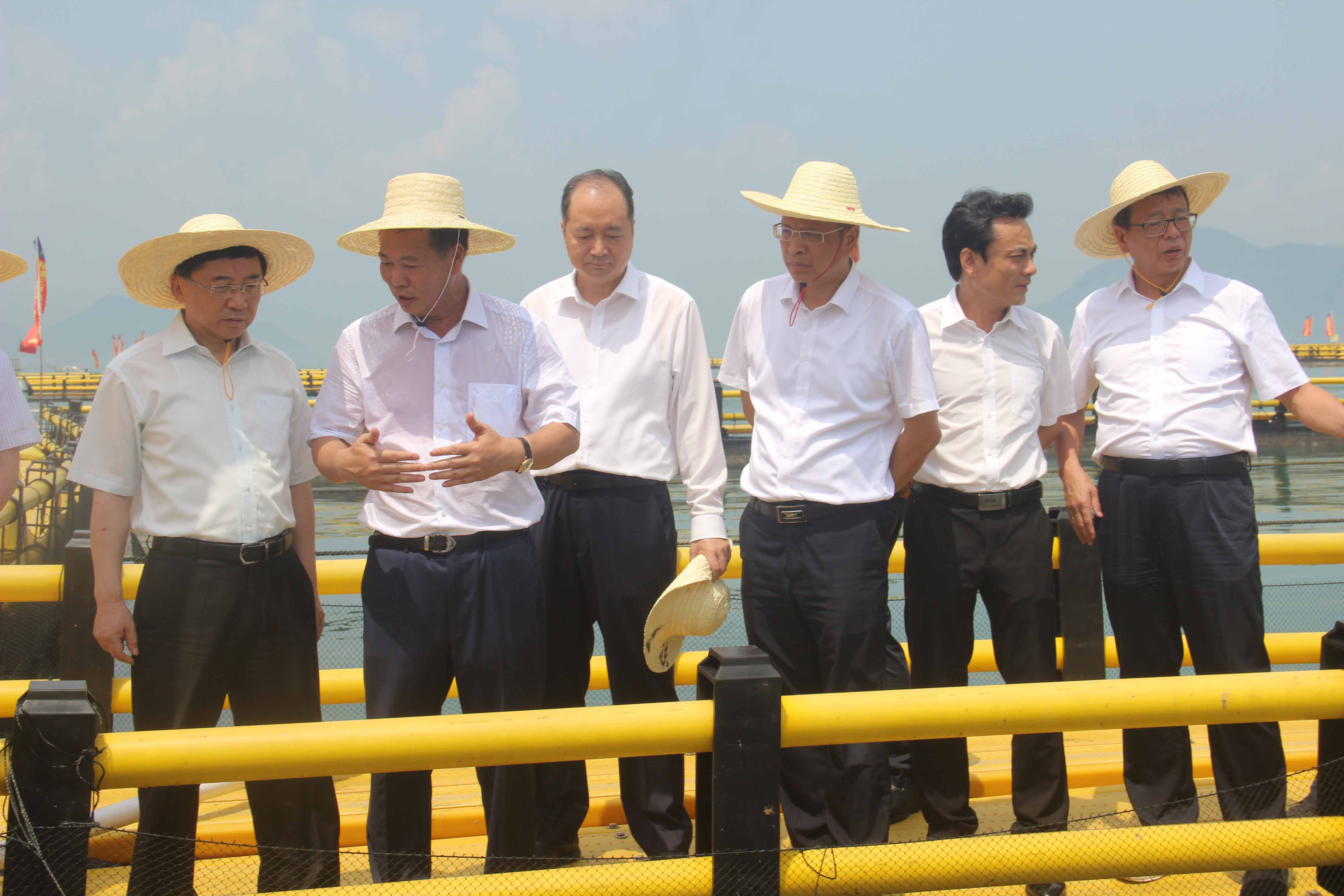 省委書記于偉國蒞臨我司“深水抗風浪塑膠環(huán)保網箱”養(yǎng)殖基地視察
